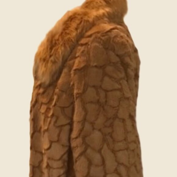 ADRIENNE LANDAU CAMEL COLLARED FAUX FUR LONG SLEEVE JACKET COAT ( XL ) NWT $275 - Picture 5 of 16